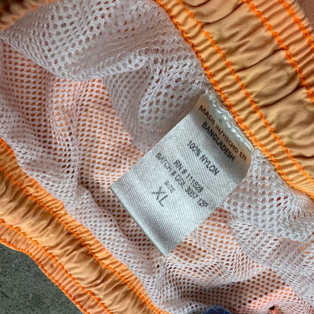 Vintage 90s Surf Style Swim Trunks XL Peach Orange Nylon Shorts Beach Surfer - Picture 9 of 16
